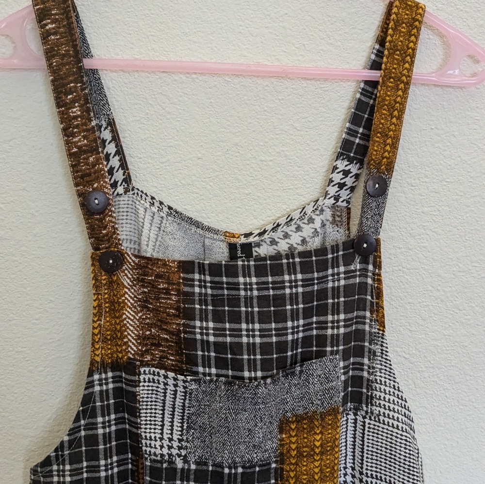 Autumn Fall Bohemian Patchwork Brown Overalls - S… - image 2